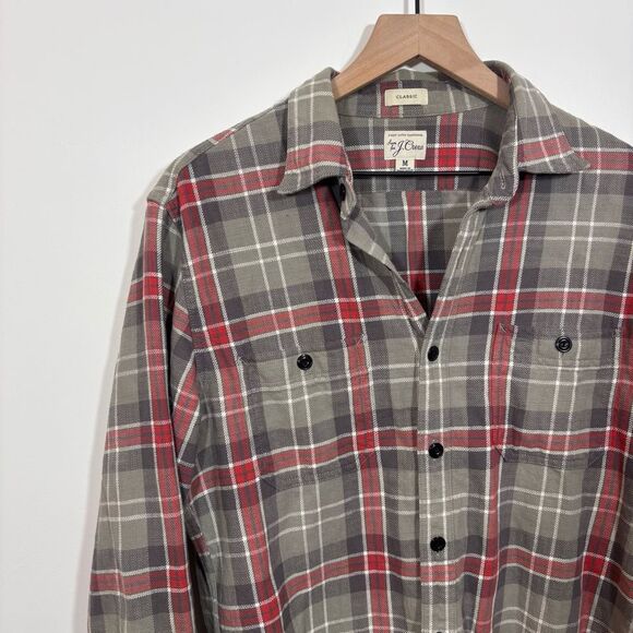 J. Crew Men’s Flannel Classic Plaid Button Down Medium Twill Lumberjack AZ428 - Picture 2 of 14